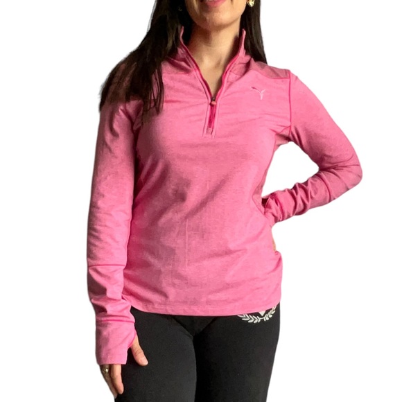 Puma Women's Pink Athletic Track Pullover Top with Thumb holes, Size Medium - Picture 6 of 16